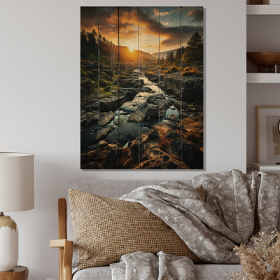 Sunset in West Virginia Landscape - Landscapes Print on Natural Pine Wood