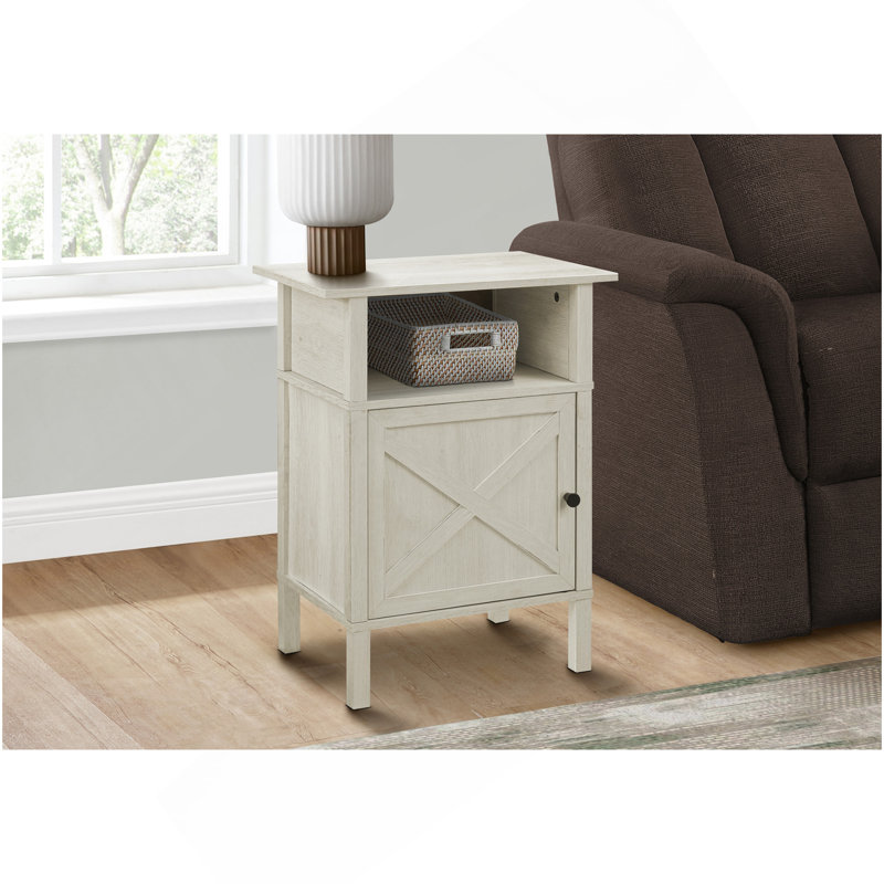 Table d'appoint, table d'appoint, bout, salon, petit, rangement, stratifié en chêne délavé, transitionnel, Blanc