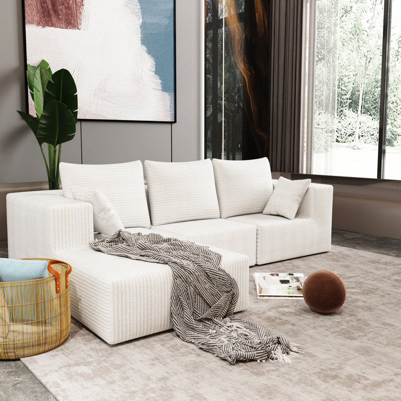 Lit d'angle beige avec toucher doux, tissu d'usure et combinaisons multiples pour un canapé pratique à domicile