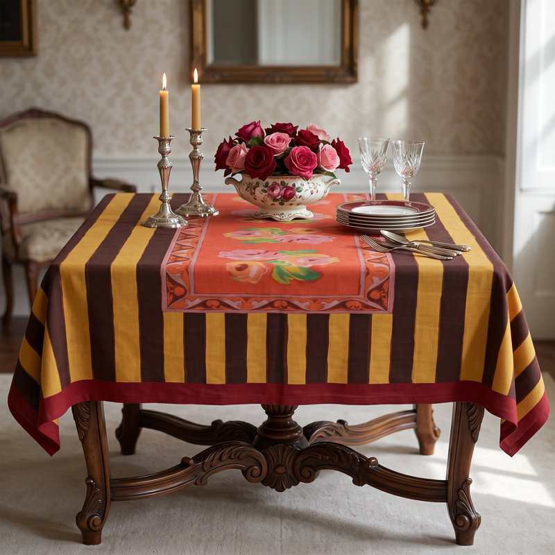 Nappe Rosetta, Red/Brown/Yellow, Striped