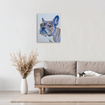 «Bulldog Watercolor Portrait Canvas», conception par Tatiana Roberts