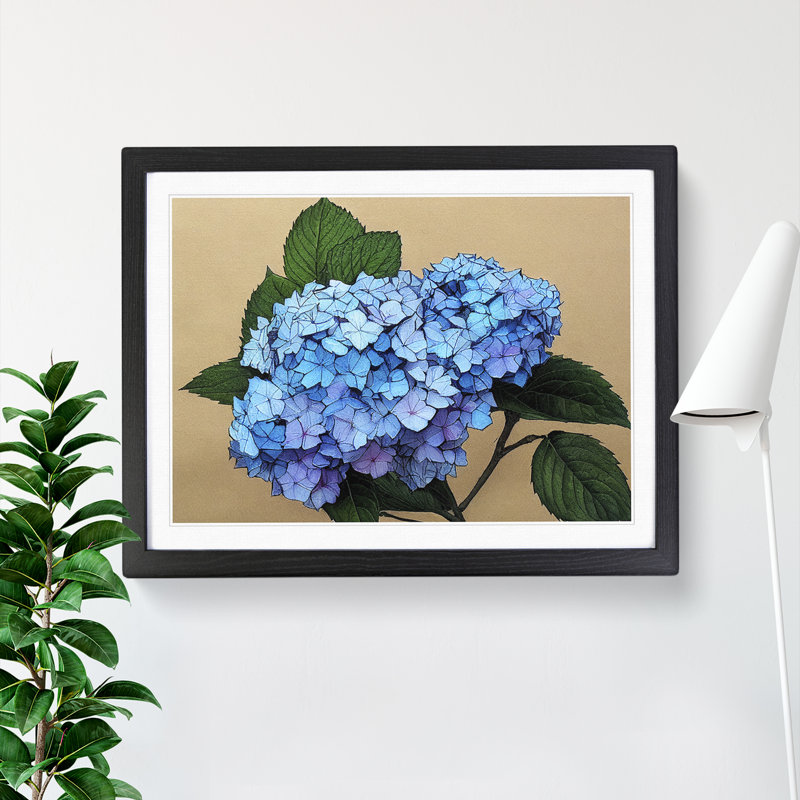 Sumptuous Hydrangea Flowers - Single Picture Frame Painting, 46cm H x 64cm W x 2cm D, Black