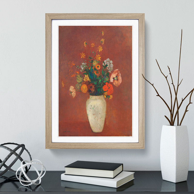 Vase of Flowers Vol.6 by Odilon Redon - Picture Frame Painting, 48cm H x 36cm W x 2cm D, Oak Framed