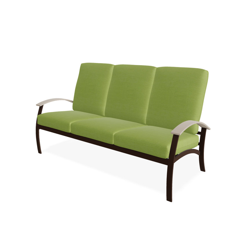 Askar 71.5'' Wide Powder Coated Aluminum Patio Sofa with Cushions, Textured Kona, Blend Sand Sunbrella®