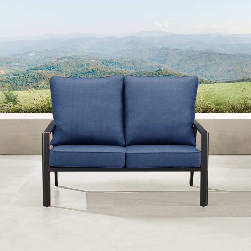 Causeuse d'extérieur avec coussins 53,15 po Lapwai, Bleu