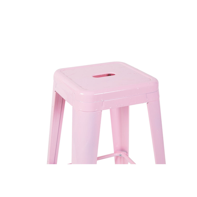 4 tabourets de bar roses en métal sans dossier à hauteur de comptoir de 30 po pour îlot de cuisine - métal, installation rapide, assemblage d'outils idéal pour la structure, charge robuste