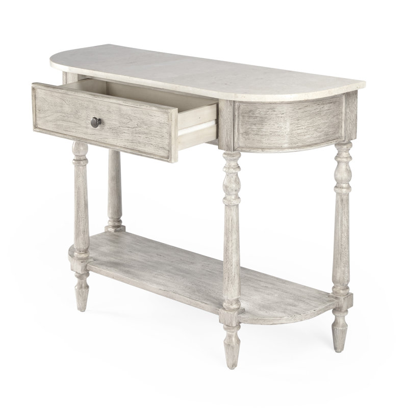 Danielle Marble 40" one- drawer Console Table, Rustic Gray
