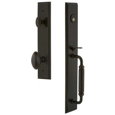 Carré One-Piece Handleset with Single Cylinder Deadbolt and C Grip with Eden Prairie Knob