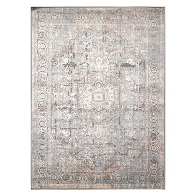 Tapis oriental oriental gris crocheté