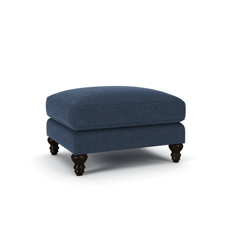 Repose-pieds rembourré Walters, Natté bleu marine Drusky Sustain®