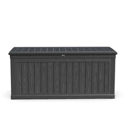 Black Outdoor 260 Gallon Deck Box With Double - Wall Technology, All Weather , Suitable For Patio Cushions And Can Serve As A Table Structure, Guard Resin, Ideal Gardening Tools An Extra Surface