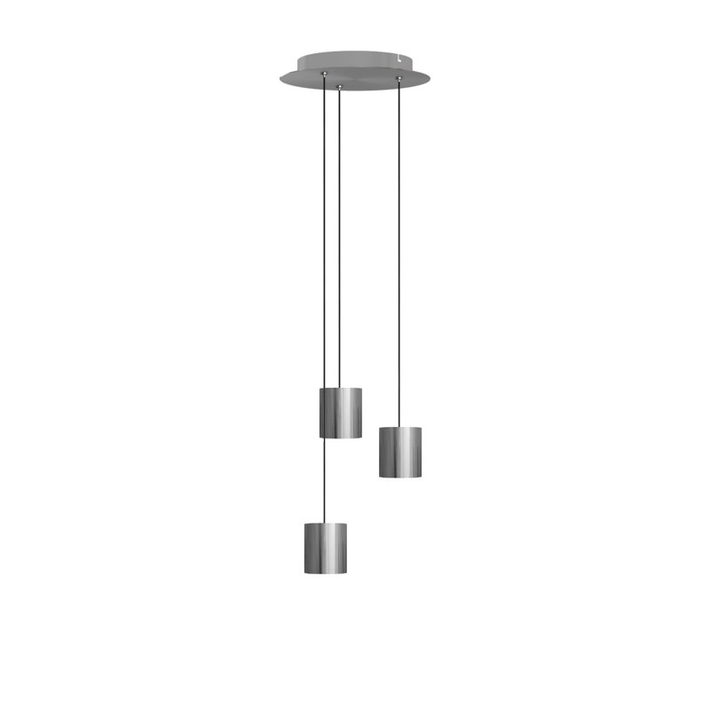 Luminaire suspendu cylindrique à 3 lumières DEL Andromedae, Nickel