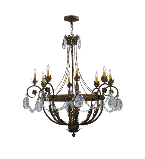 Antonia 8 - Light Chandelier, Pompeii Gold Premium, Aged Celadon Parchment