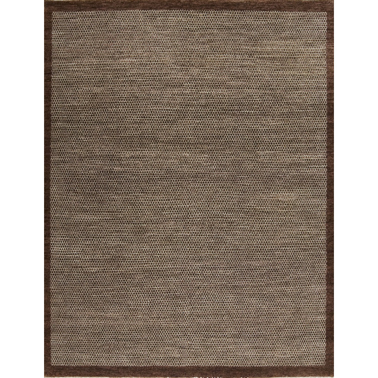 Textures Hand Knotted Wool Area Rug in Brown