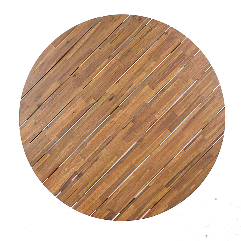 Table de salle à manger ronde d'extérieur, table de patio avec base en forme de X, pour le jardin, la cour, le balcon et l'intérieur