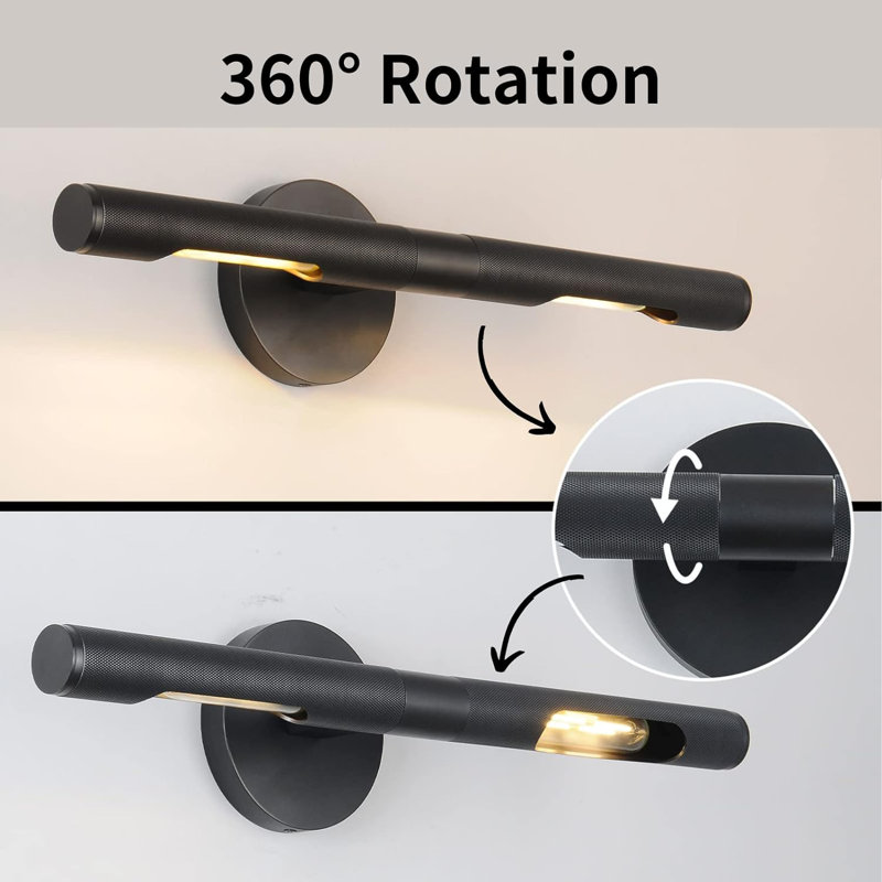 24 In Rotatable 360° Bathroom Vanity Light,Picture Light, Matte Black