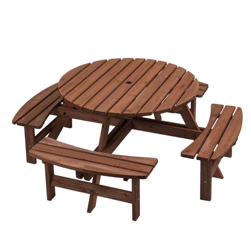 Table de pique-nique en bois pour 8 personnes