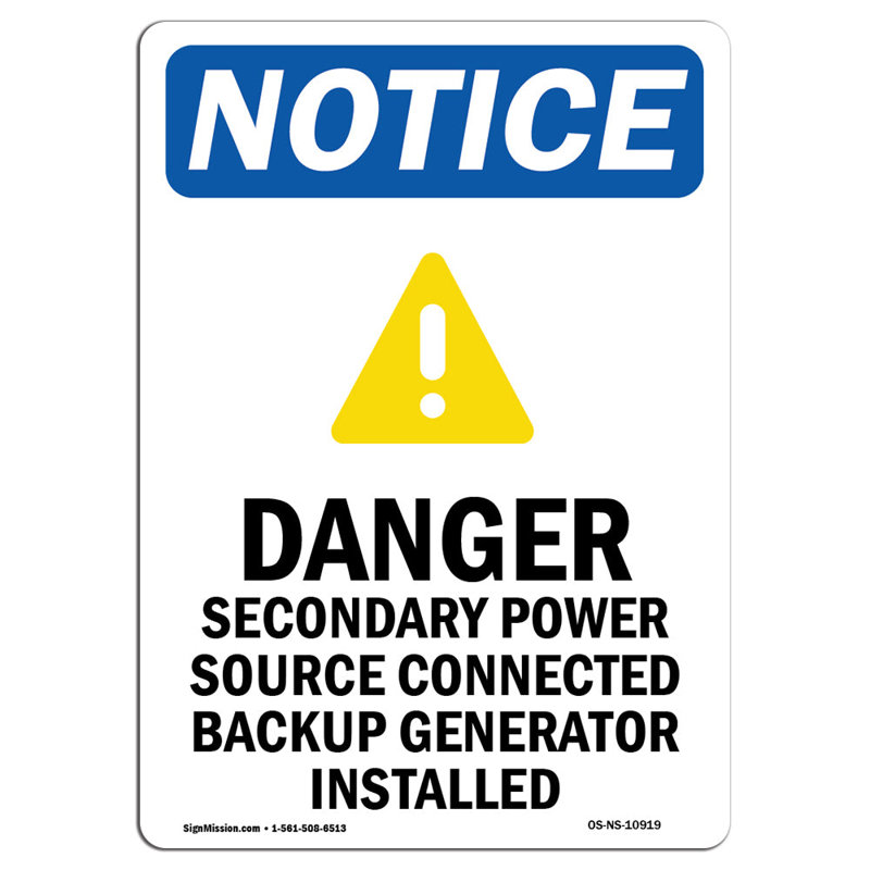 Osha avis - danger secondaire puissance signe avec symbole