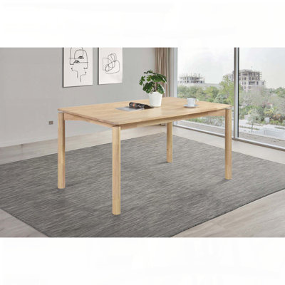 Table de salle à manger rectangulaire en bois massif blanc délavé