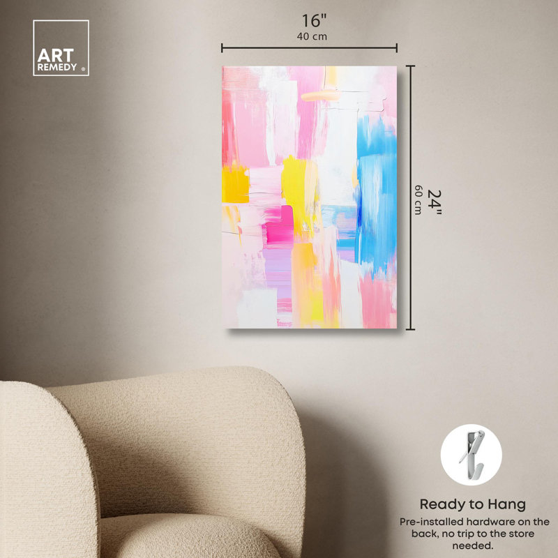 Joyful Abstraction 24" x 16" Colorful Wrapped Canvas Art