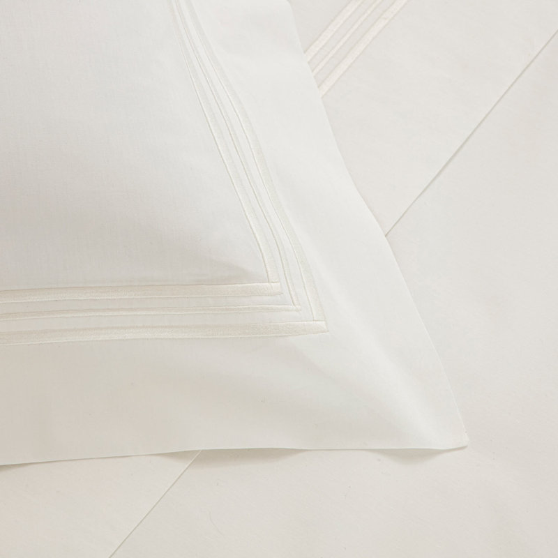 Triplo Bourdon Percale Duvet Cover, King Duvet Cover, White/Slate Grey
