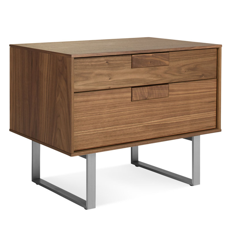 Series 11 2 - Drawer Nightstand, Silver/Walnut