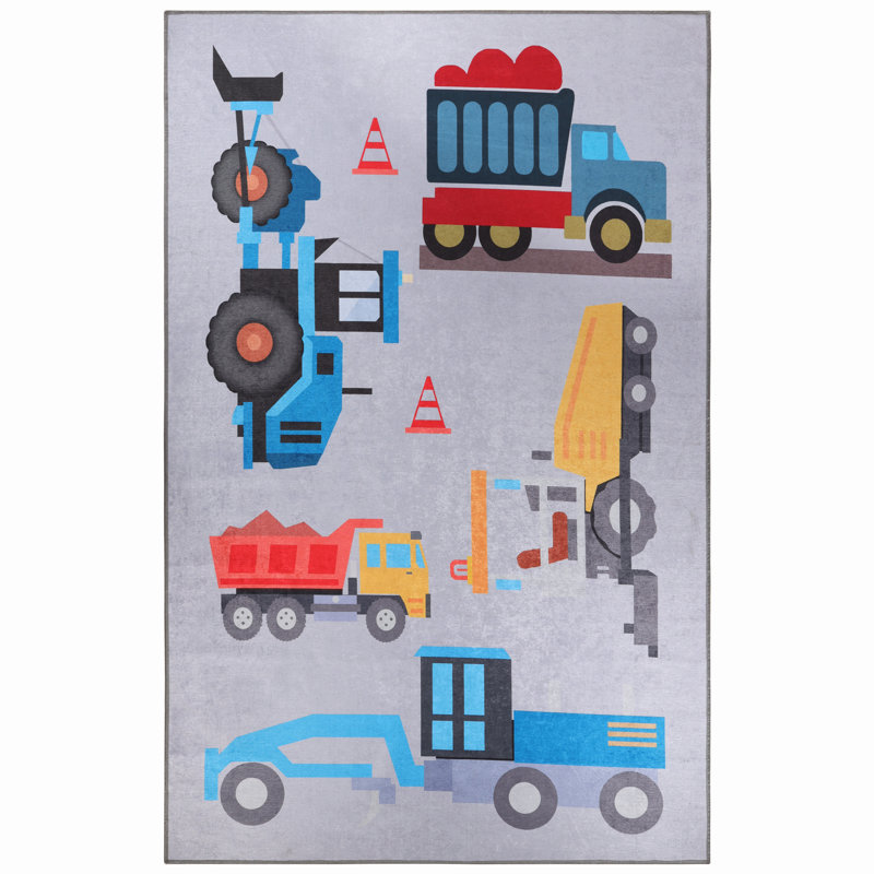 Country Trucking Non-Slip Kids Playroom Nursery Washable Indoor Area Rug, Rectangle 5' x 8'