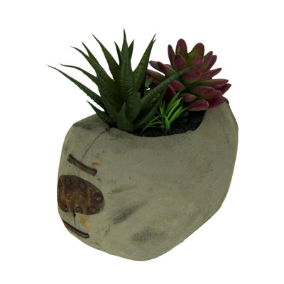 7'' Faux Succulent Plant in Wood Pot