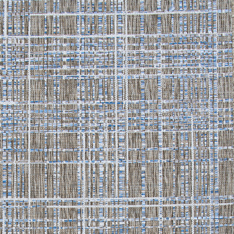 Hitton Plaid Flatweave Sand Ivory Indoor Outdoor Area Rug, Round 7'10"