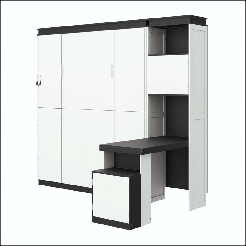Lit escamotable double avec bureau et rangement
