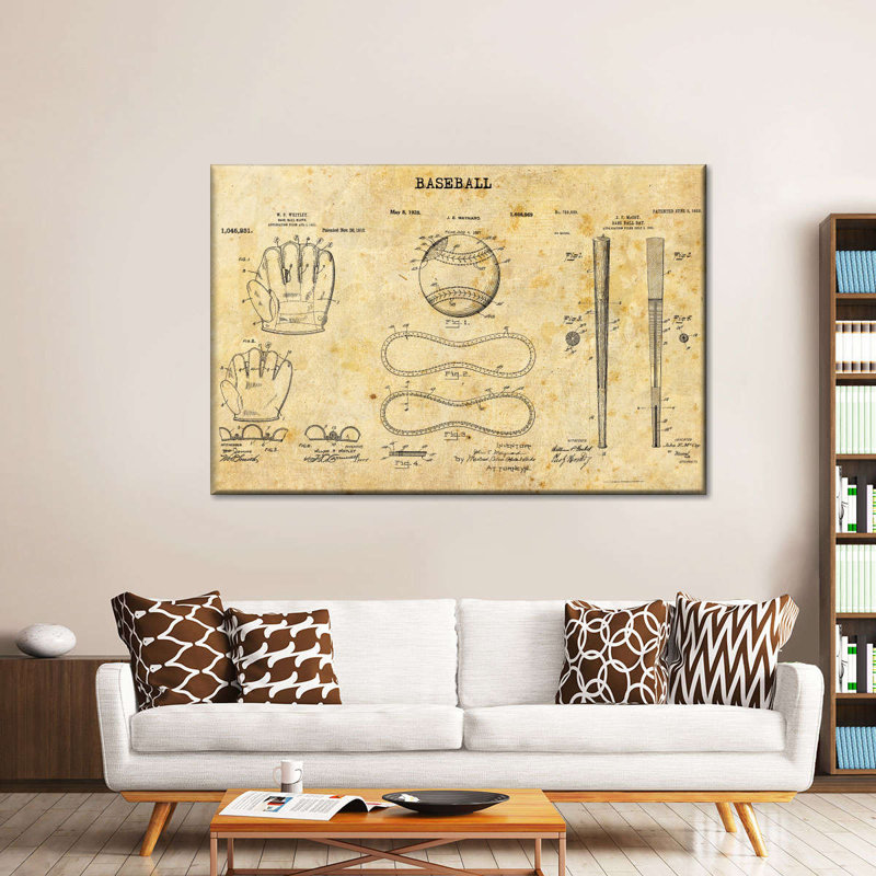 Baseball Compilation brevet sur toile, H 8 po x l 12 po x P 1 po