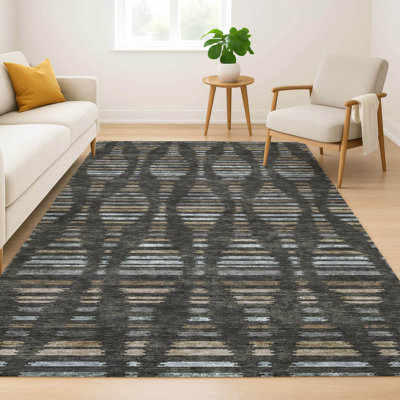Premium Machine Washable Mayfield AMF2027 Striped Rug