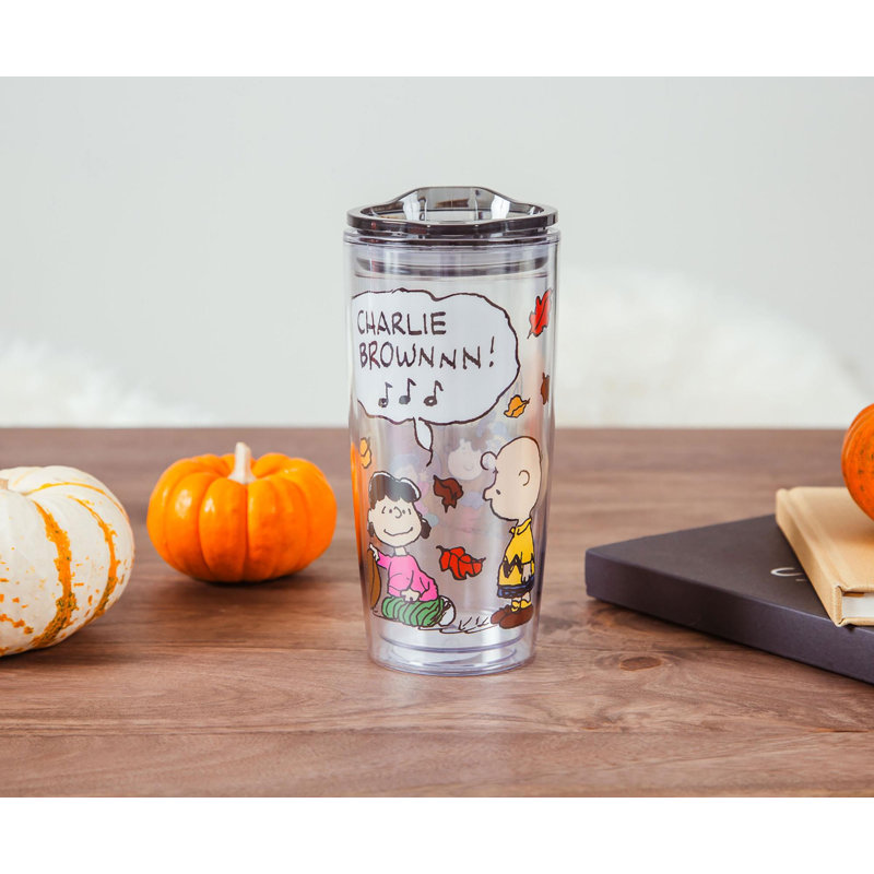 Peanuts Charlie Brown Clear Insulated Travel Tumbler with Lid