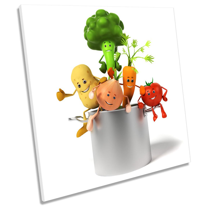 Funny Kitchen Vegetables Picture - Wrapped Canvas Art Prints, 60cm H x 60cm W x 2cm D
