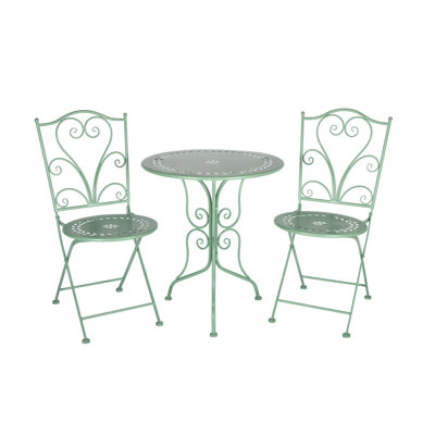 ENSEMBLE DE 3 BISTROS EN MÉTAL VERT