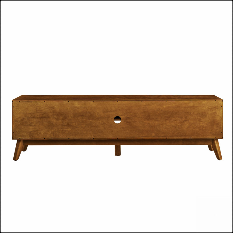 Meuble télé 67,9 po Mid-Century Modern Rattan, Walnut Brown