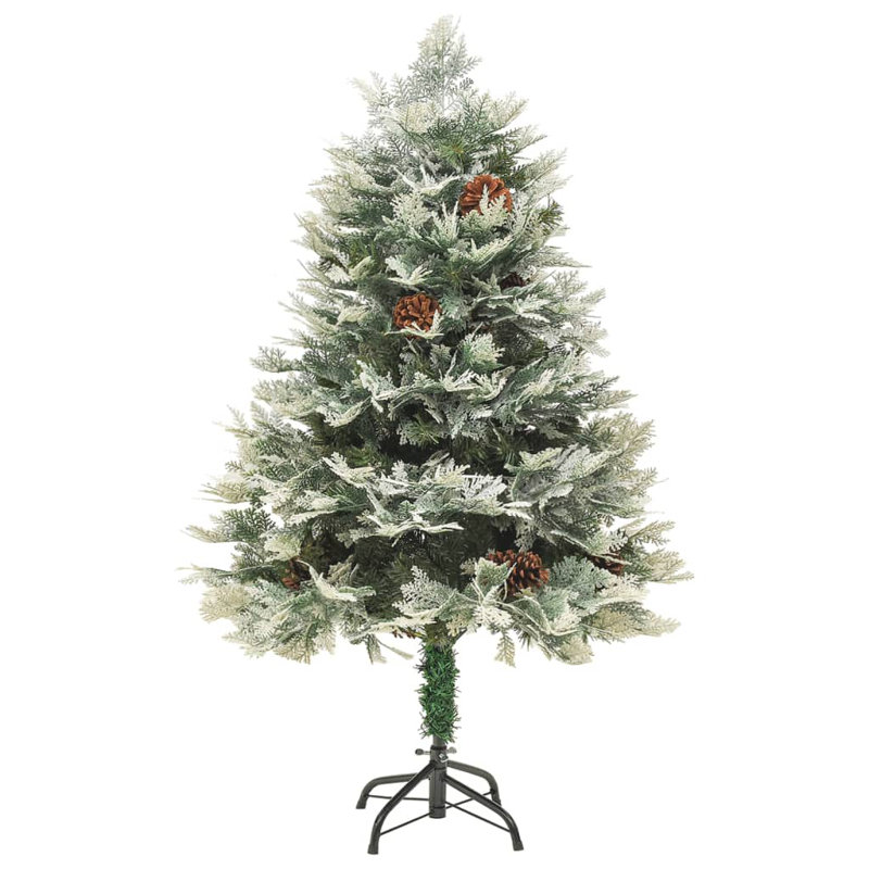 Christmas Tree with LEDs and Pine Cones Green Holiday Decor, 4.92ft H x 2.95ft W x 2.95ft D