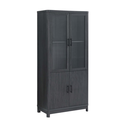 Jodie 31" Bookcase Cabinet In Charcoal Gray (6-Shelf)