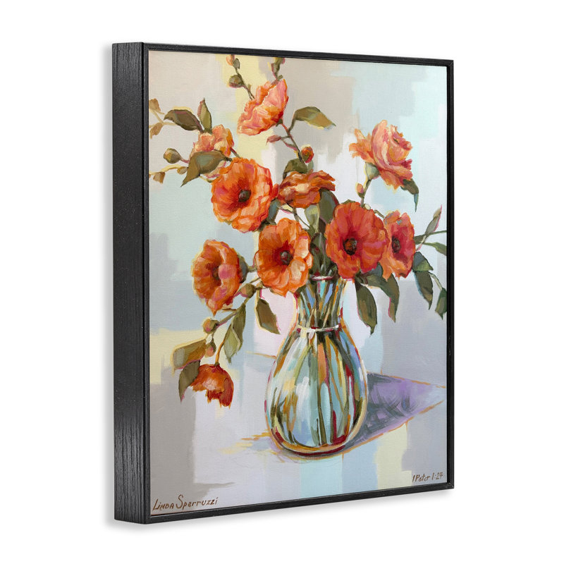 Camélias du jardin, estampe numérique, design par Linda Sperruche, H 14 po x l 11 po, Giclée encadrée noir minuit