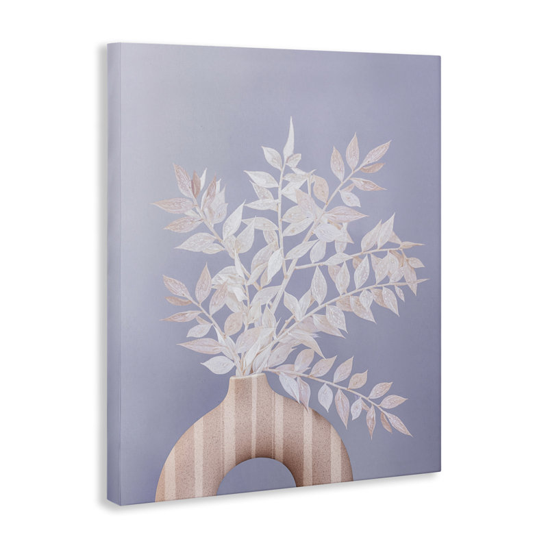 "Ruscus Plant Circular Vase", art mural sur toile par Sissi et Seb, H 40 po x l 30 po