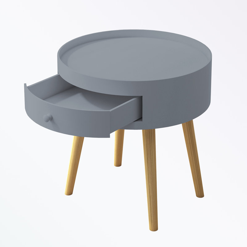 Modern Coffee Table with Drawer and Table Legs, Grey