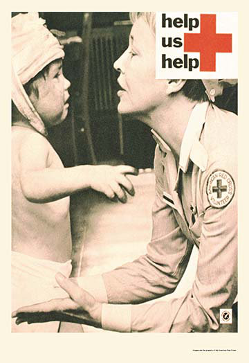 « help us help », affiche rétro, H 42 po x l 28 po x P 1,5 po