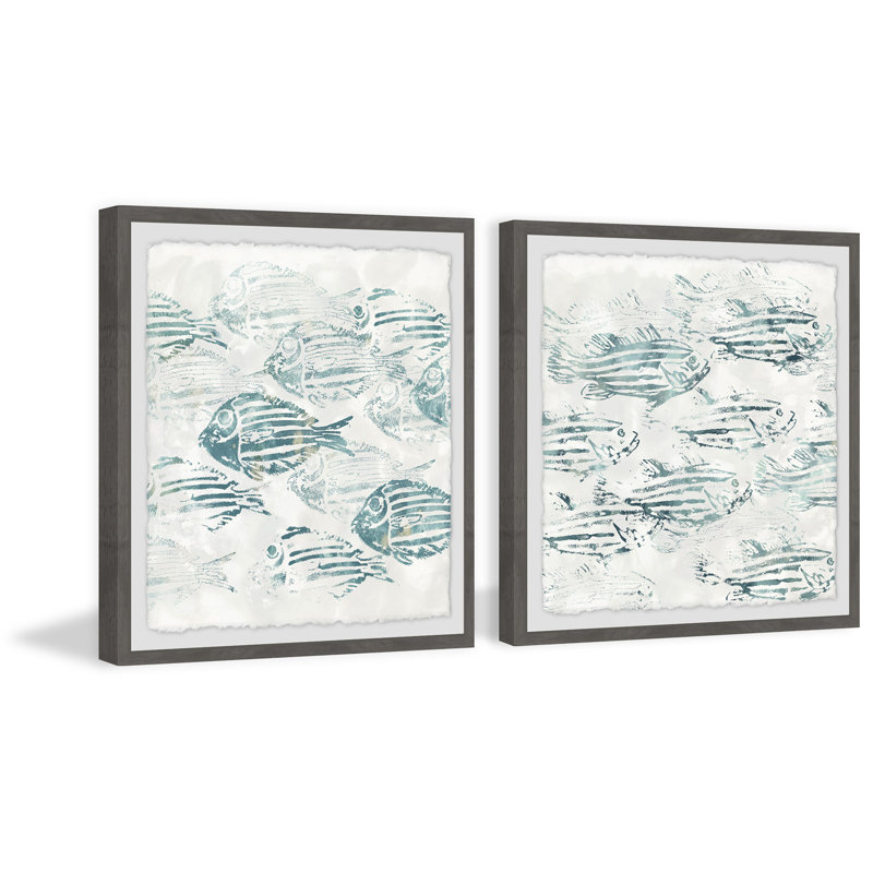Ensemble de 2 cadres photo Sealife Batik, H 18 po x l 18 po x L 1,5 po