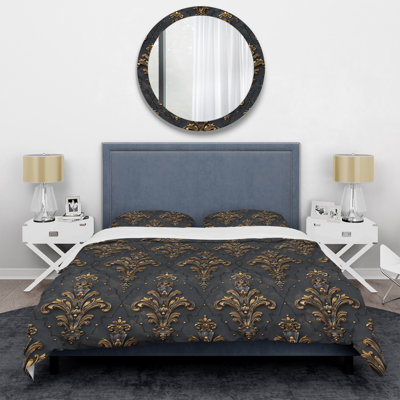 Ensemble de housse de couette Glam Damask II brun doré Glam