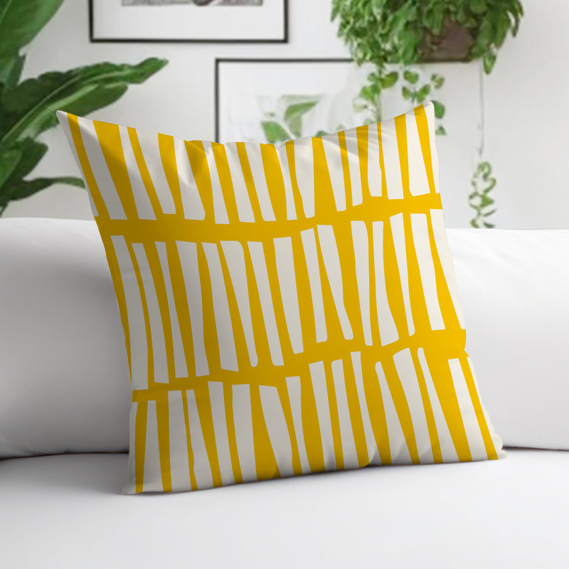 Coussin décoratif réversible Clayton, H 15 po x l 15 po, Jaune / blanc cassé