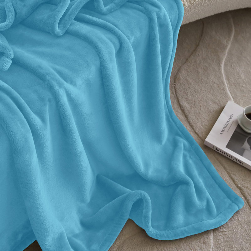  Couverture en molleton doux - Doux, chaud, lit / jeté, Lit simple, Bleu clair