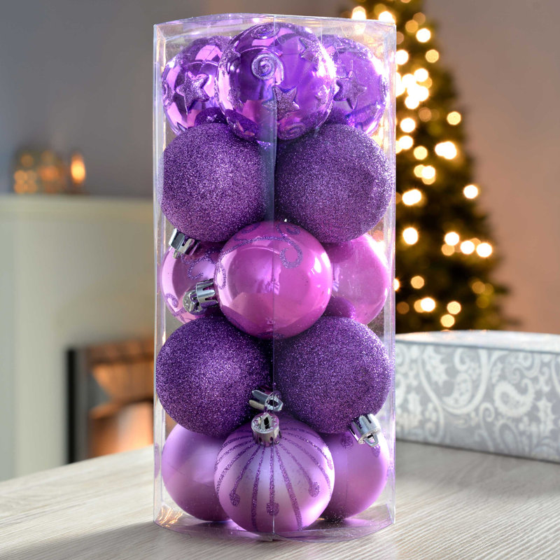 25cm Bauble, Purple/Pink/Silver