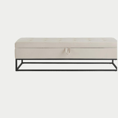 Bed Bench Metal Base With Storage Velvet