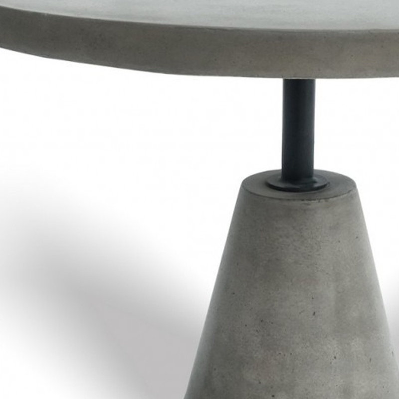Table d'appoint ronde sur piédestal en béton et fer gris foncé et noir de 14 pouces