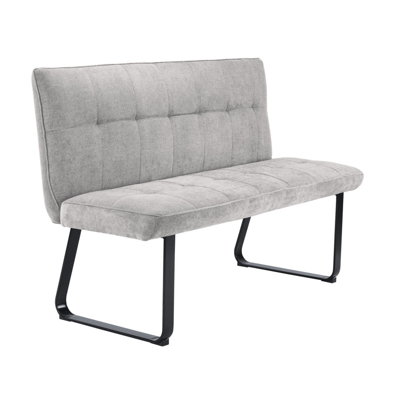 Asaan Polyester Upholstered Bench, Light Grey, 92cm H x 140cm W x 59cm D